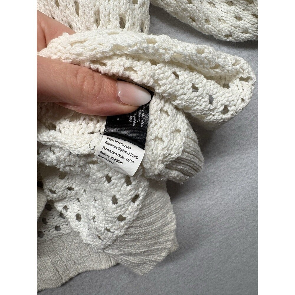 LANE BRYANT Open Weave Knit Sweater Women 26/28 Crochet White Beach Airy Coastal - Picture 4 of 5